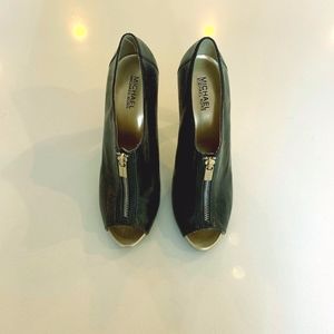 Michael Kors Patent Leather Heels with Gold Zipper